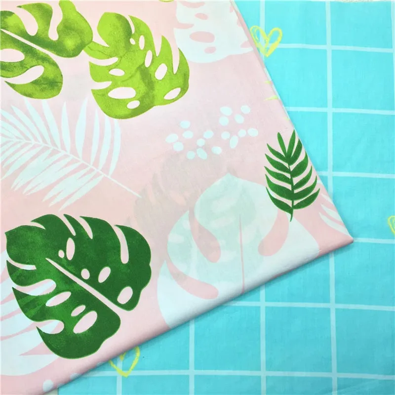 Хлопок саржа розовый Monstera белый зеленый крупные листья синий контрольная ткань для постельный принадлежности подушки одежда лоскутное Декор ручной работы