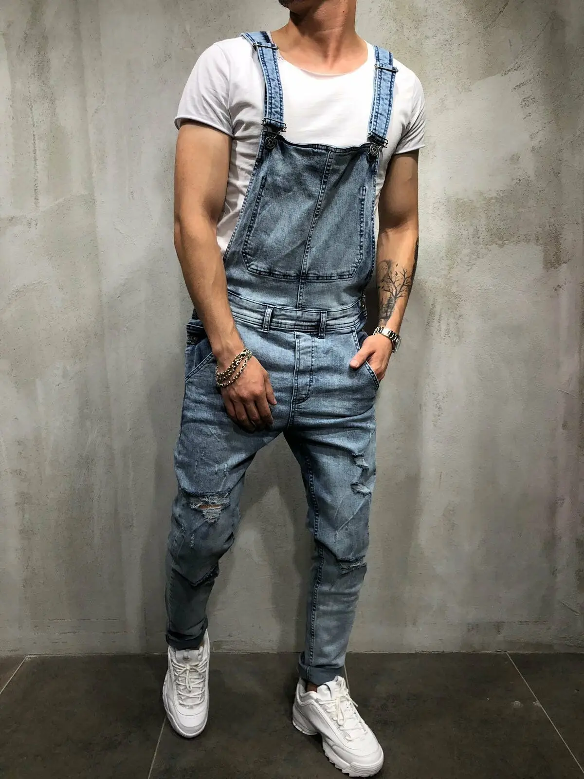 Модные мужские рваные джинсы комбинезоны Hi Street Distressed Denim bib Комбинезоны для мужчин брюки на подтяжках уличная одежда размер S-XXXL