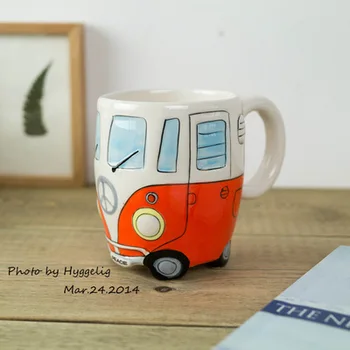 

Cartoon Double Decker Bus Mugs Hand Painting Retro Ceramic Cup Coffee Milk Tea Mug Drinkware Novetly Gifts 1pc