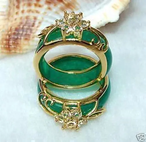 

Free Shipping >> 2PCS Hand Carvings Green Jade Ring