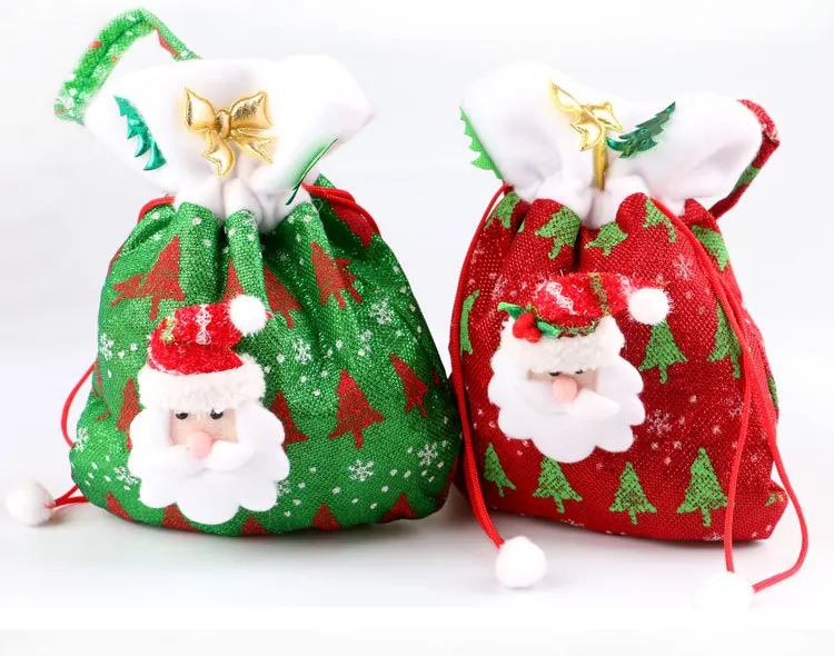 Christmas Santa Claus Tree Decor Xmas Gift Bag Candy Pouch Stocking Bags Handbag 