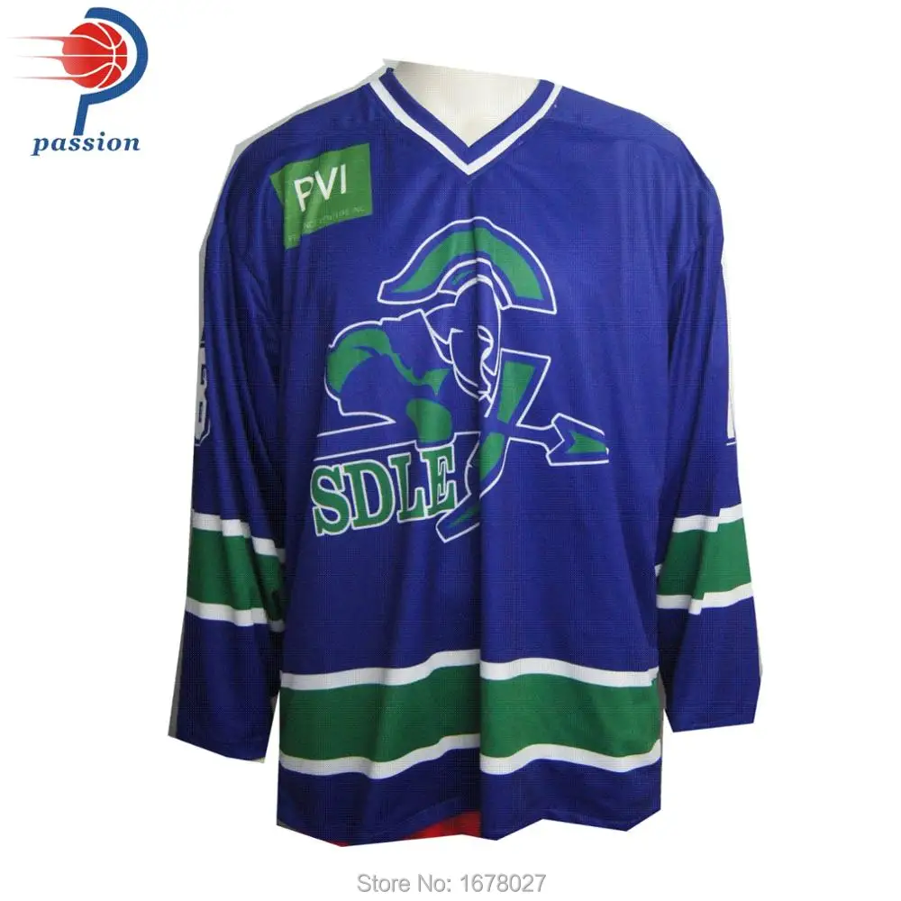 

Sublimated Blue White Reversible Hockey Jerseys With Team logos