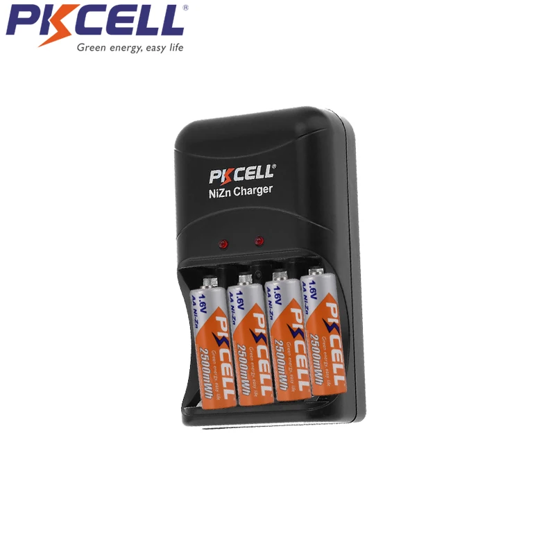 PKCELL 8 шт. 1,6 в AA NIZN аккумуляторная батарея aa 2500mWh ni-zn зарядное устройство 4 слота Быстрая зарядка 2 до 4 AA AAA батареи падение
