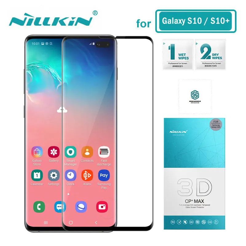 Pаспродажа Nillkin Закаленное стекло для samsung Galaxy S10 Plus S10+ S10E 3D CP + Max Защита экрана для samsung S10 Plus стекло