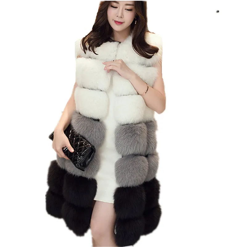 Lisa Colly зимнее пальто женское искусственный Лисий мех жилет бренд женский осень зима длинные меховые жилеты модные роскошные женские куртки S-4XL