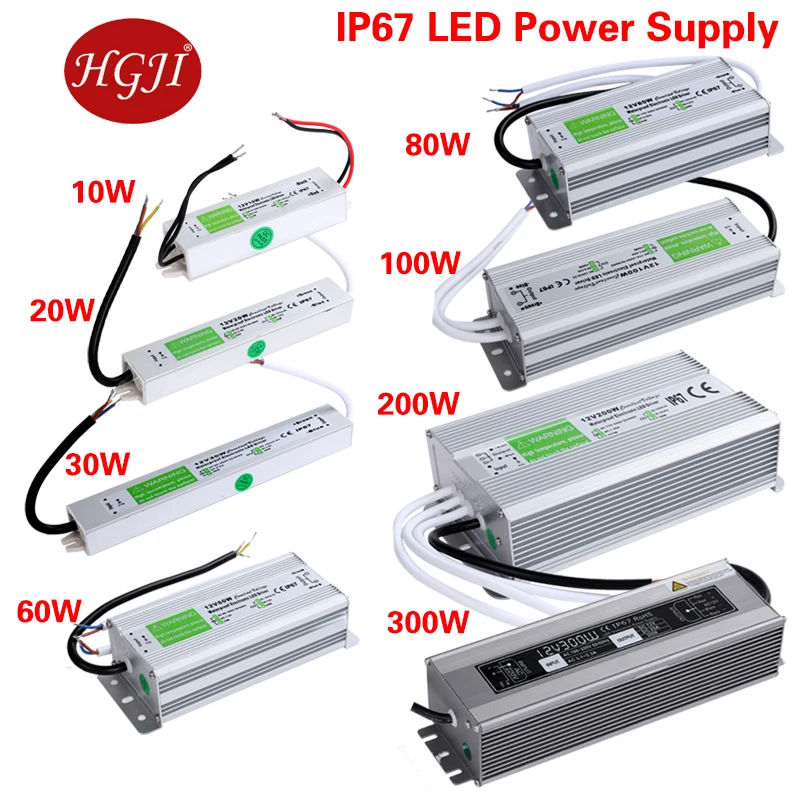 

Led Driver Transformer IP67 waterproof Power Supply AC90V-250V to DC12V10W 20W 45W 60W 100W 120W 150W 200W 300W For LED Strip