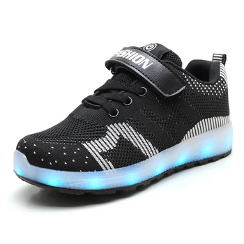 

2019 Black Baby Kids Boys Girls Luminous Sneakers Light Up Shoes Sport Running LED Shoes