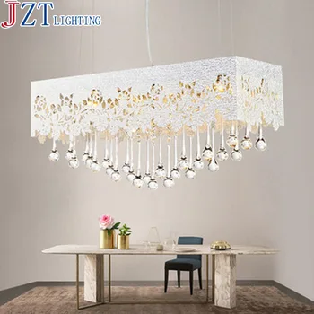 

M 2016 Newest Dining Room Crystal Pendant Light Rectangular Pattern Carved L65*W23cm 8*2W Metal Acrylic Lamp Shade For Bedroom