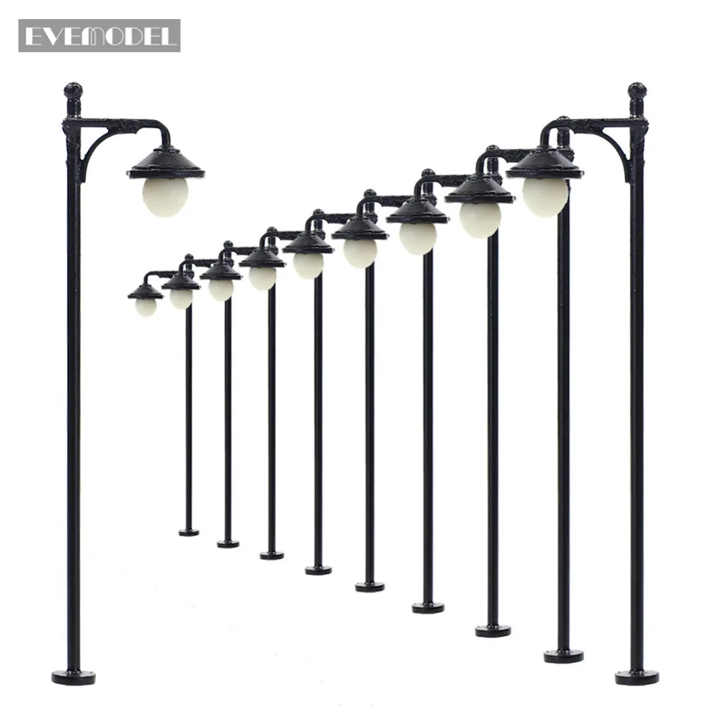 white color L111-10pcs 12V Scale Train Scenery Layout Model Lampposts Posts HO 