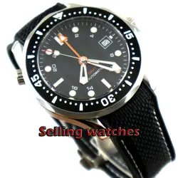 41 мм блигер стерильный черный циферблат GMT черный керамический ободок сапфировое стекло керамические автоматические мужские часы