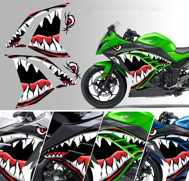 For Kawasaki Little Ninja Z250 300 Lique Refit Stickers Racing For Kawasaki Little Ninja Z250 300 Lique Refit Stickers Racing Car Electric Motorcycle Accessories Shark Universal