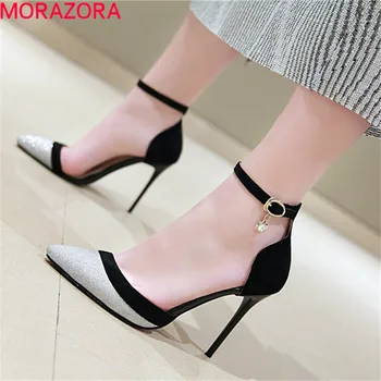 

MORAZORA large size 46 pumps women shoes mixed colors summer shoes buckle sexy high heels shoes elegant wedding shoes female