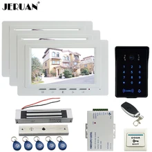 JERUAN nuevo 7 ”LCD monitor de Vídeo de Intercomunicación Video de La Puerta Sistema de Teléfono 3 blanco RFID Táctil A Prueba de agua Cámara de La llave + control remoto Desbloquear