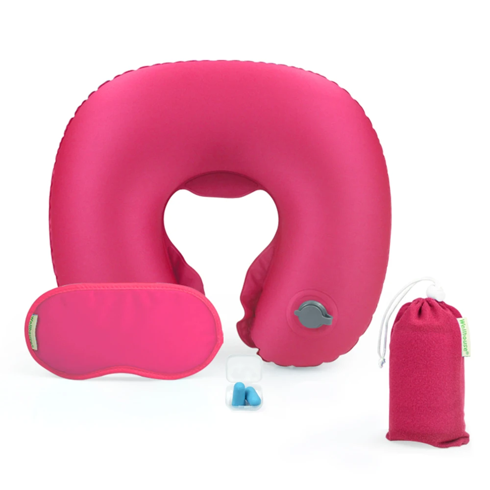 NEW Inflatable Outdoor Camping Pillow Inflatable Neck Pillow Airplane