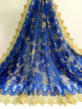 

New arrival High Quality royal blue African Net Lace,French Voile Guipure tulle mesh Lace Fabric For dress 5yd/lot Free Shipping