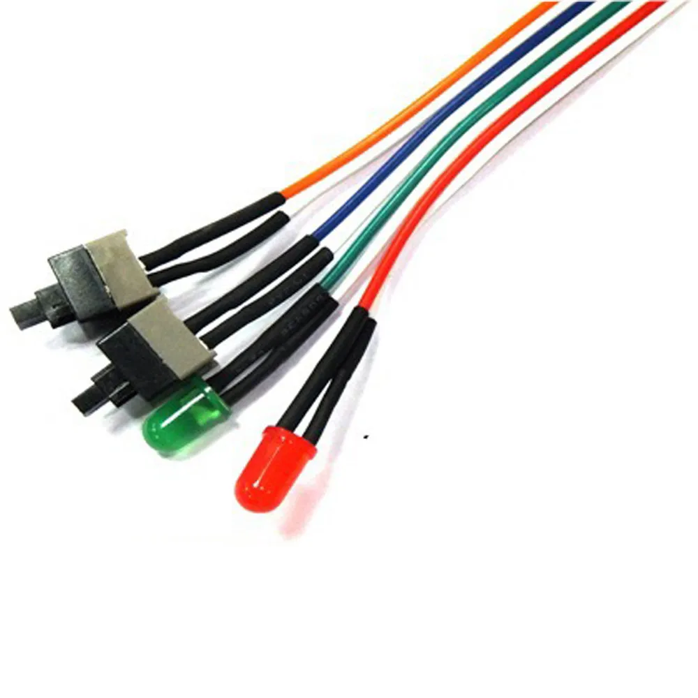 Ecosin2 компьютерные кабели и разъемы ATX пк вычислить материнской Мощность кабель 2 включения/выключения/сбросить с светодио дный свет 68 см Oct16