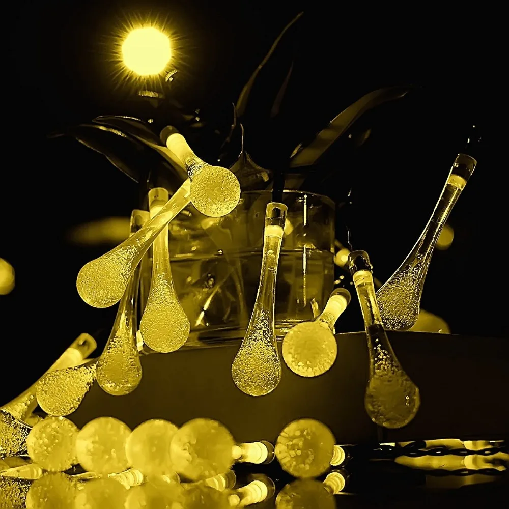 [DBF] Солнечная энергия сказочные гирлянды 20LED Красочные капли дождя солнечное
