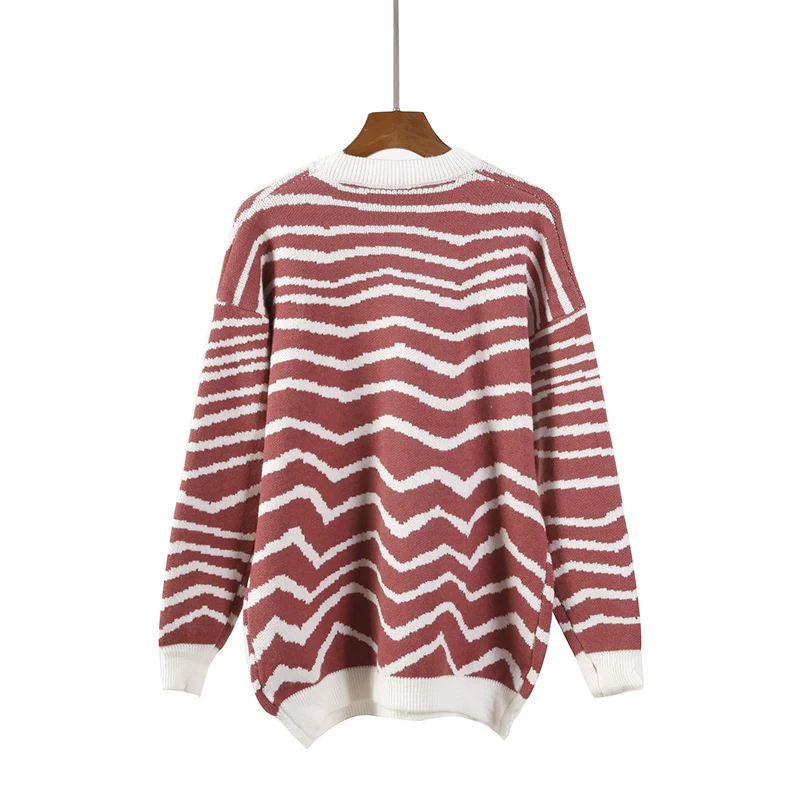 Hirsionsan осень-зима вязаный свитер Для женщин o-образным вырезом свободные пуловеры женский контраст Цвета трикотажные джемперы oversize свитер