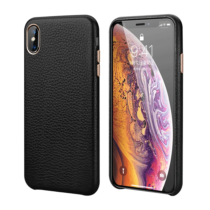 Роскошный металлический чехол с кнопкой громкости для iPhone XS MAX/X/XS/XR/7 8 Plus, винтажный тонкий мягкий чехол из натуральной кожи