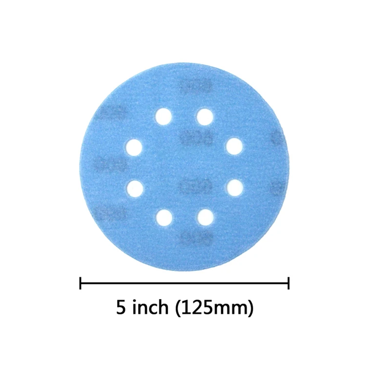 POLIWELL 5 шт. 5 дюймов 8 отверстий FV Сверхтонкий шлифовальный диск 600 ~ 5000 Грит Влажная/сухая мягкая Водонепроницаемая абразивная Шкурка