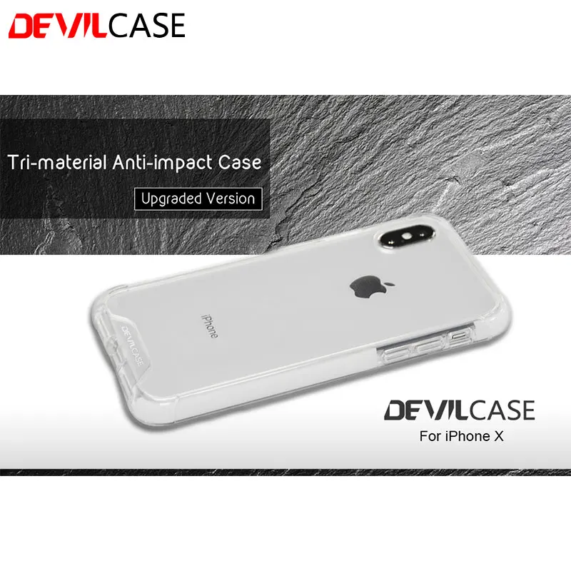 DEVILCASE для iPhone X XS Tri material противоударный прозрачный чехол из ТПУ + TPE PC телефона IPX