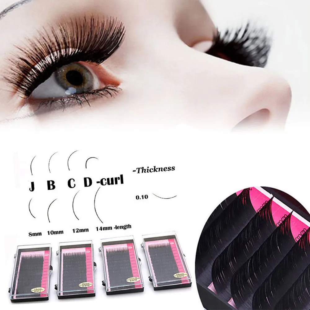 False Eyelash Mink Black Lashes Tray Lash Extension Pro Curl B C D Set