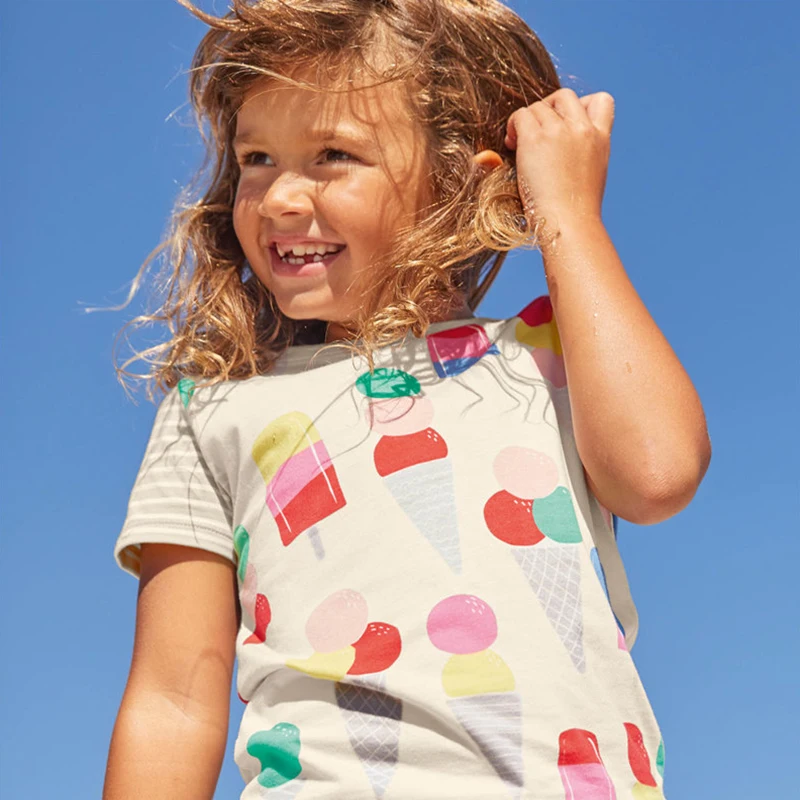 

Girls Summer Tops 2019 Summer Dress Baby European And American Style Children Cartoon shirts for Girls Costumes Gils Tops Tees