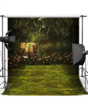 

Cinderella Garden Scenic Lawn Forest Flower Grass photo studio background Vinyl cloth Computer printed wedding photo backdrop