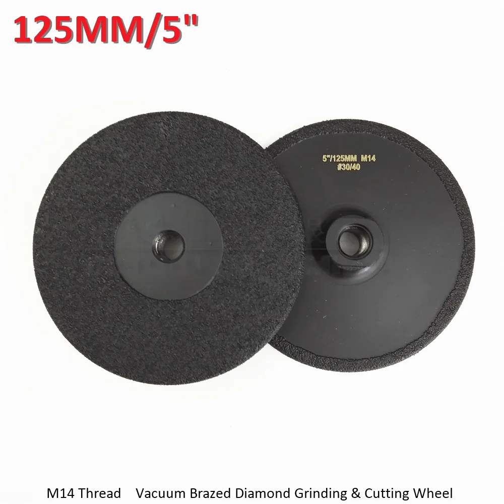 

DAITOOL 2pcs Vacuum Brazed diamond flat grinding shaping wheel M14 connection Grit #30/40 DIA 5" Shaping beveling wheel disc