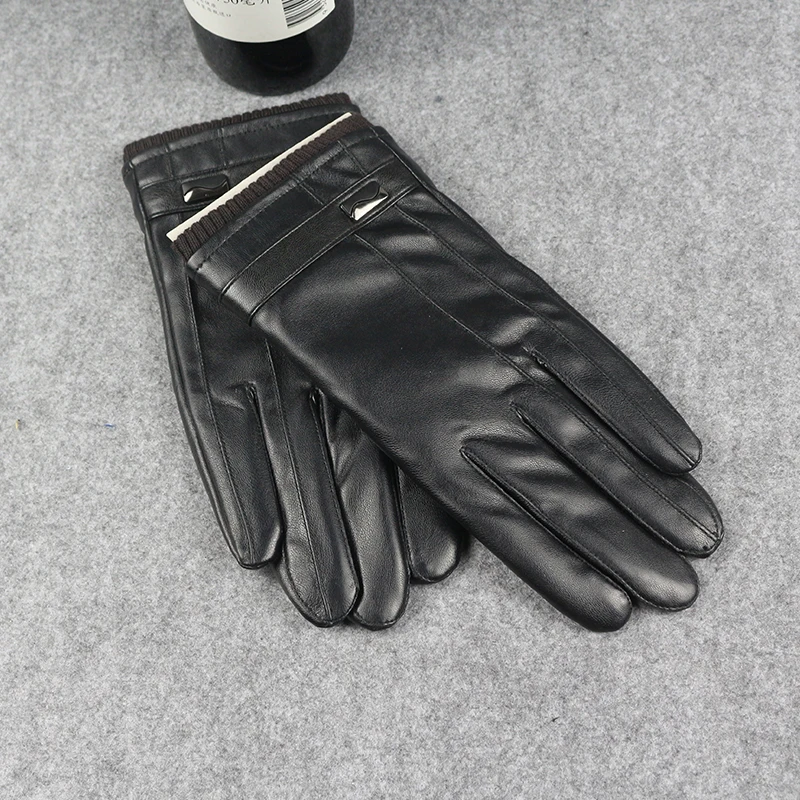 Длинные мужские перчатки с сенсорным экраном Guantes PU кожаные перчатки-митенки полный палец теплые осенне-зимние для вождения на открытом воздухе мужские Противоскользящие
