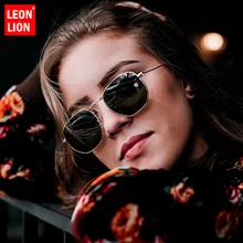 LeonLion сплав маленькие очки для лица винтажные зеркальные отражающие очки для мужчин классические металлические квадратные тонкие солнцезащитные очки для женщин