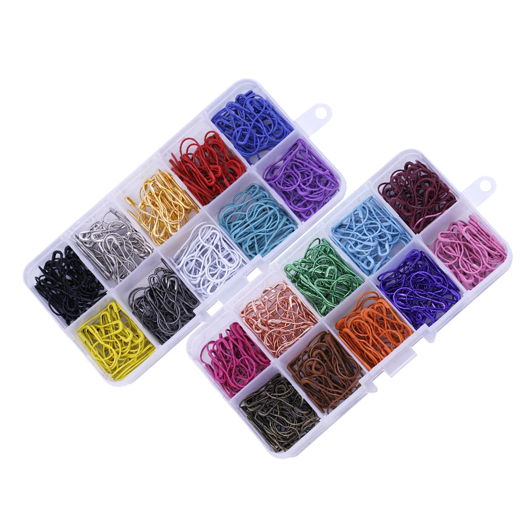 600 Pieces Assorted Bulb Safety Pins Calabash Pins Pear Shaped Pins Knitting Stitch Markers with Storage Box