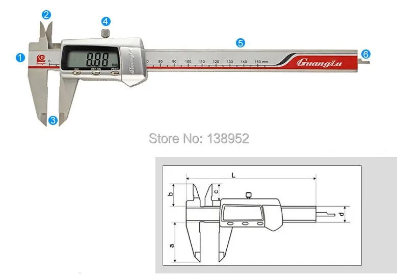 Лучшее качество 150 мм 6 дюймов цифровой штангенциркуль слайдер суппорт металлический корпус цифровой штангенциркуль бренд Guanglu