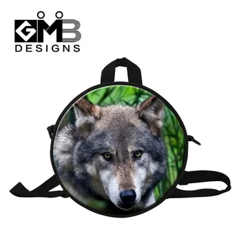 

Dispalang Cool Wolf Round Backpack Animal 3D Printing Small School Bags For Kids Boy Kindergarten Travel Leisure Shoulder Bag