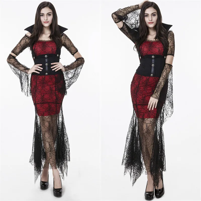 Women Luxury Vampire Costumes Queen Sexy Spider Masquerade Cosplay