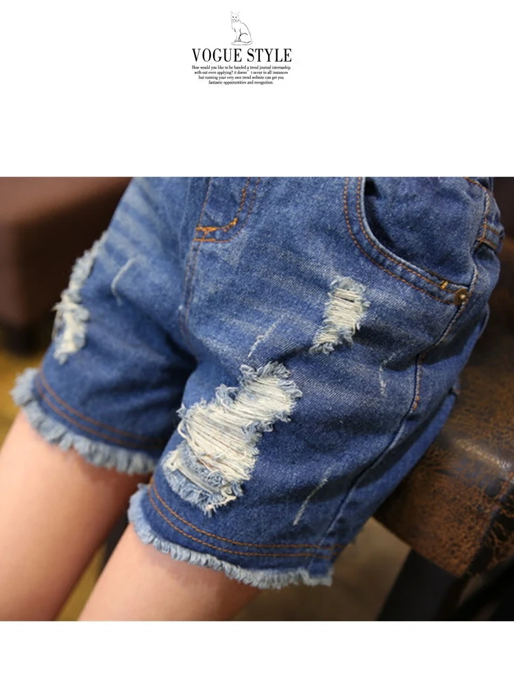 

Girls Denim Shorts Teenagers Baby Girls 5 6 7 8 9 10 11 12 13 14 15 16 Years Ripped Jeans For Kids Elastic Waist Children Jeans