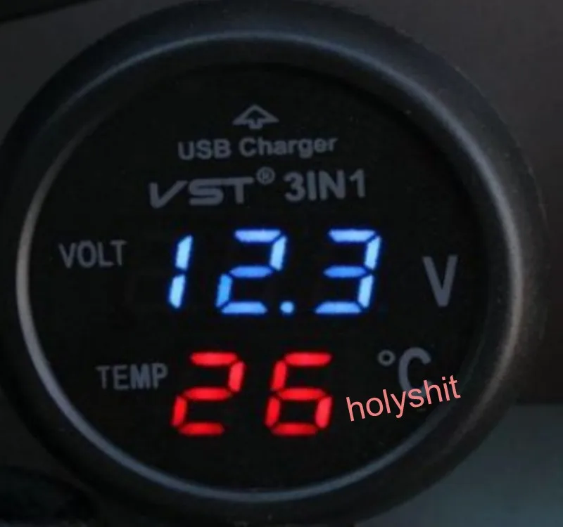 YZ Автомобиль Стайлинг Электрический термометр+ Вольтметр+ использовать зарядное устройство 2.1A 3в1 очень крутой