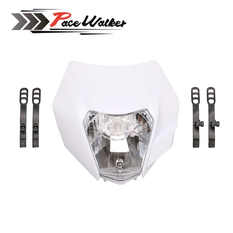 3 Цвета Универсальный мотоцикл эндуро фара обтекатель с лампой Байк мотокросс налобный фонарь для KTM SX F EXC XCF SMR - Цвет: WHITE