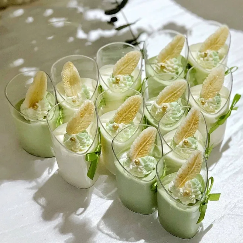 

50PCS Mousse Dessert Oblique Cups Plastic Pudding cup Disposable Party Milk Convenient Tiramisu Birthday Wedding Ice Cream cup