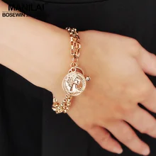 MANILAI, Модные металлические браслеты с подвесками в форме монет и браслетов для женщин, очаровательные, вечерние, подарки, ювелирные изделия, круговой кулон, браслеты