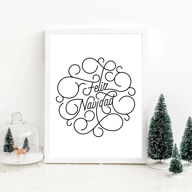 Happy New Year Spanish Canvas Painting Home Decor