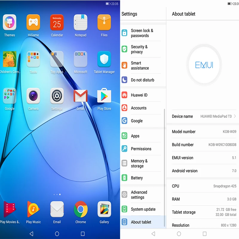 huawei MediaPad T3 8," Android 7,0 wifi планшетный ПК 3 ГБ 32 ГБ SnapDragon 425 четырехъядерный