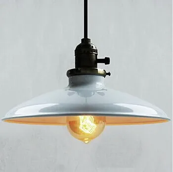 

1 Light,Retro Loft Style Edison Bulb Vintage Industrial Pendant Light with White Metal Plate Shade,Luminarias,Bulb Included
