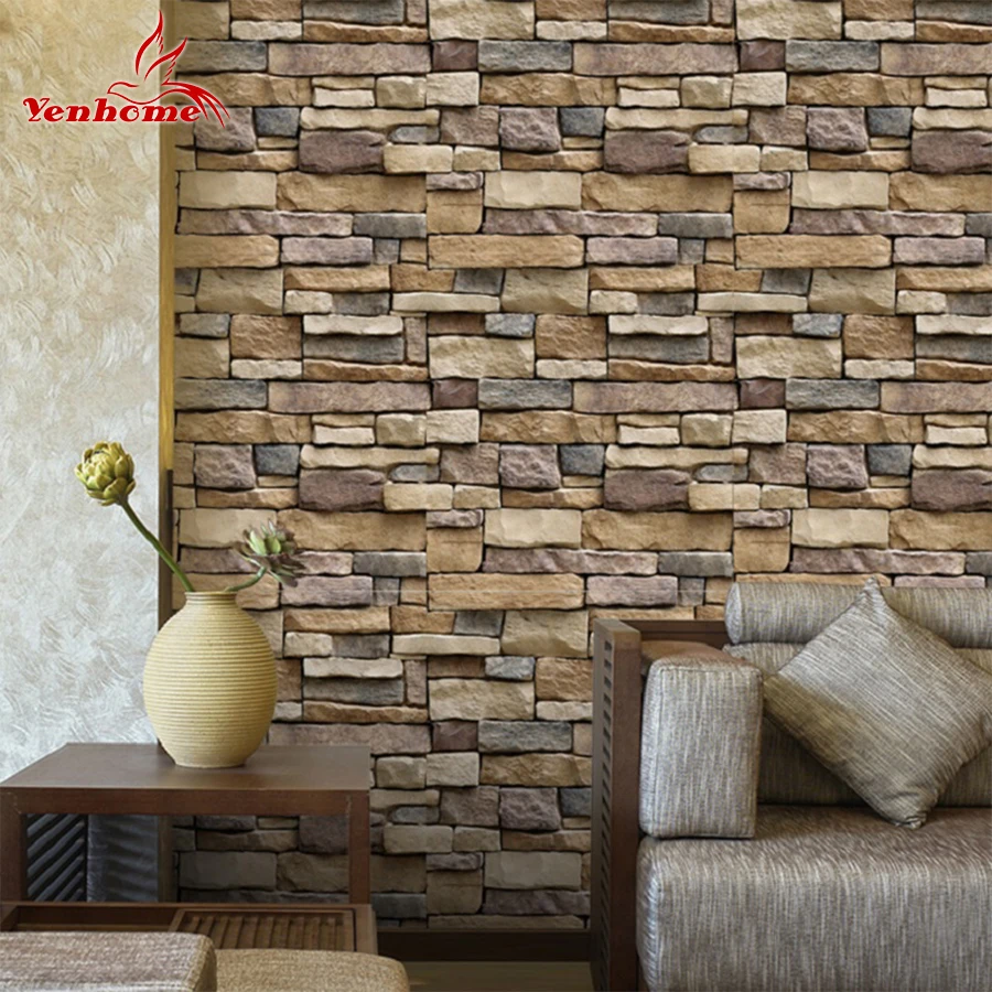 

5M DIY Self Adhensive Brick Wall Stickers Living Room Home Decor PVC Vinyl Waterproof Wall Covering Wallpaper For TV Background