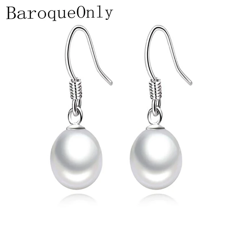 

BaroqueOnly 925 Sterling silver Freshwater Pearl Earrings Natural Pearl Drop Shape Jewelry Wedding Gift Earrings For Women