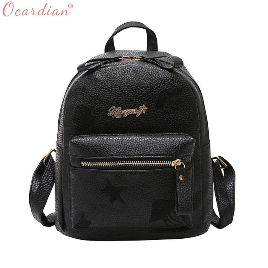 OCARDIAN Women Girl Rucksack Shoulder Bookbags School Bag Satchel Travel Leather School Bag Casual Black Printing Rucksack O18