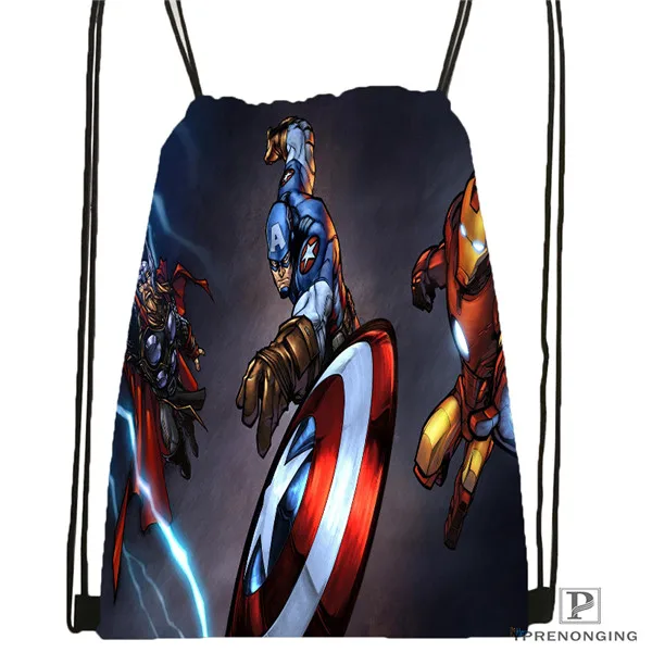 Drawstring Backpack На заказ Мстители из комиксов Marvel Drawstring рюкзак сумка для мужчин и женщин милый рюкзак дети ранец(черная спинка) 31x40 см#180531-01-42 - Цвет: Drawstring Backpack