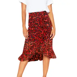 2019 лучшая модная леопардовая пикантная Женская юбка с принтом винтажная Длинная женская Повседневная плиссированная юбка с высокой талией