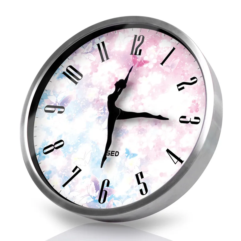 

Dance Ballet Wall Clock Modern Design Decorative Girls Room Clocks Brief Style Metal Frame Wall Watch Home Decor 12 inch