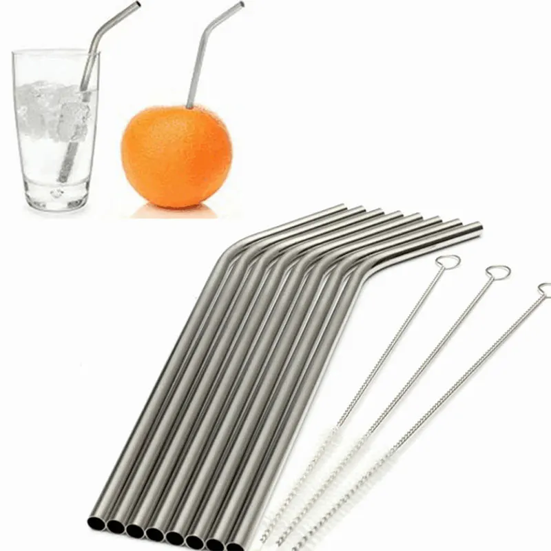 

5/11pcs Metal Steel Reusable 304 Stainless Steel Party with Cleaner Brush box Straws Drinks For Mug Cup Drop shipping